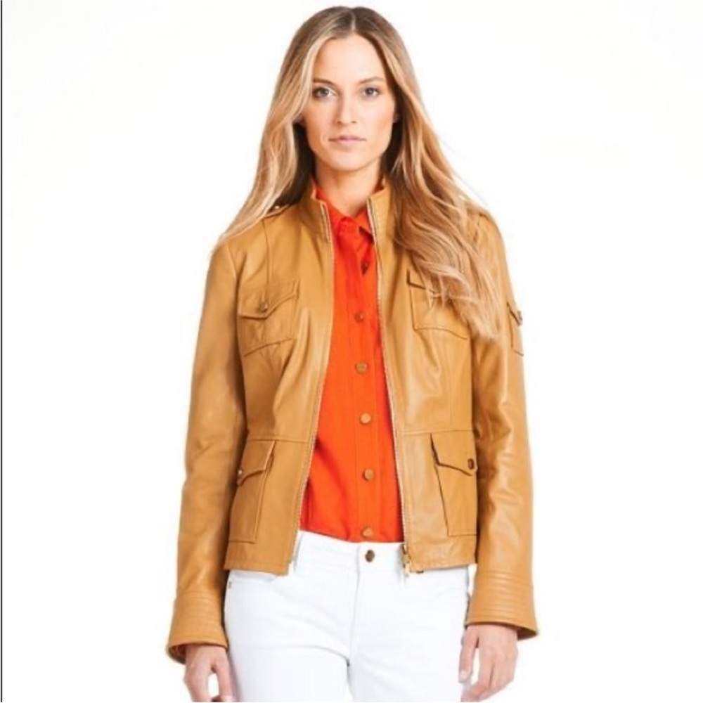Tory Burch Women's Tan Leather Jacket / camel color